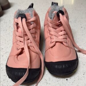 Pink and Black High-Top Boots with Sporty Design